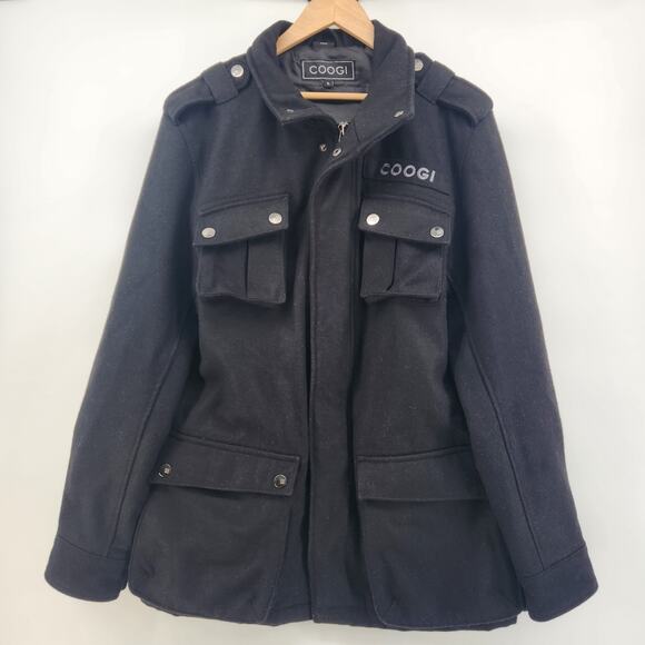 COOGI Military-Style Wool-Blend Pea Coat Men's Size L - Picture 1 of 9